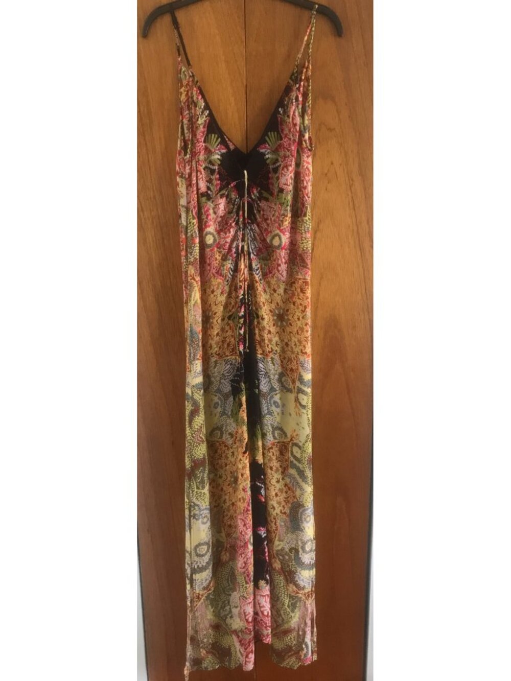 Free People Wildflower Black Multi Print Slip Maxi Dress L Boho Summer - Picture 9 of 14